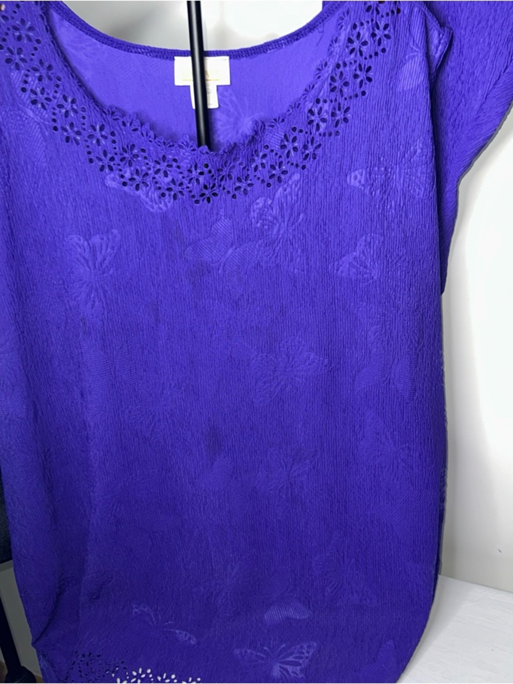 Purple Women's Embroidered Scoop Neck Top With Matching Pants